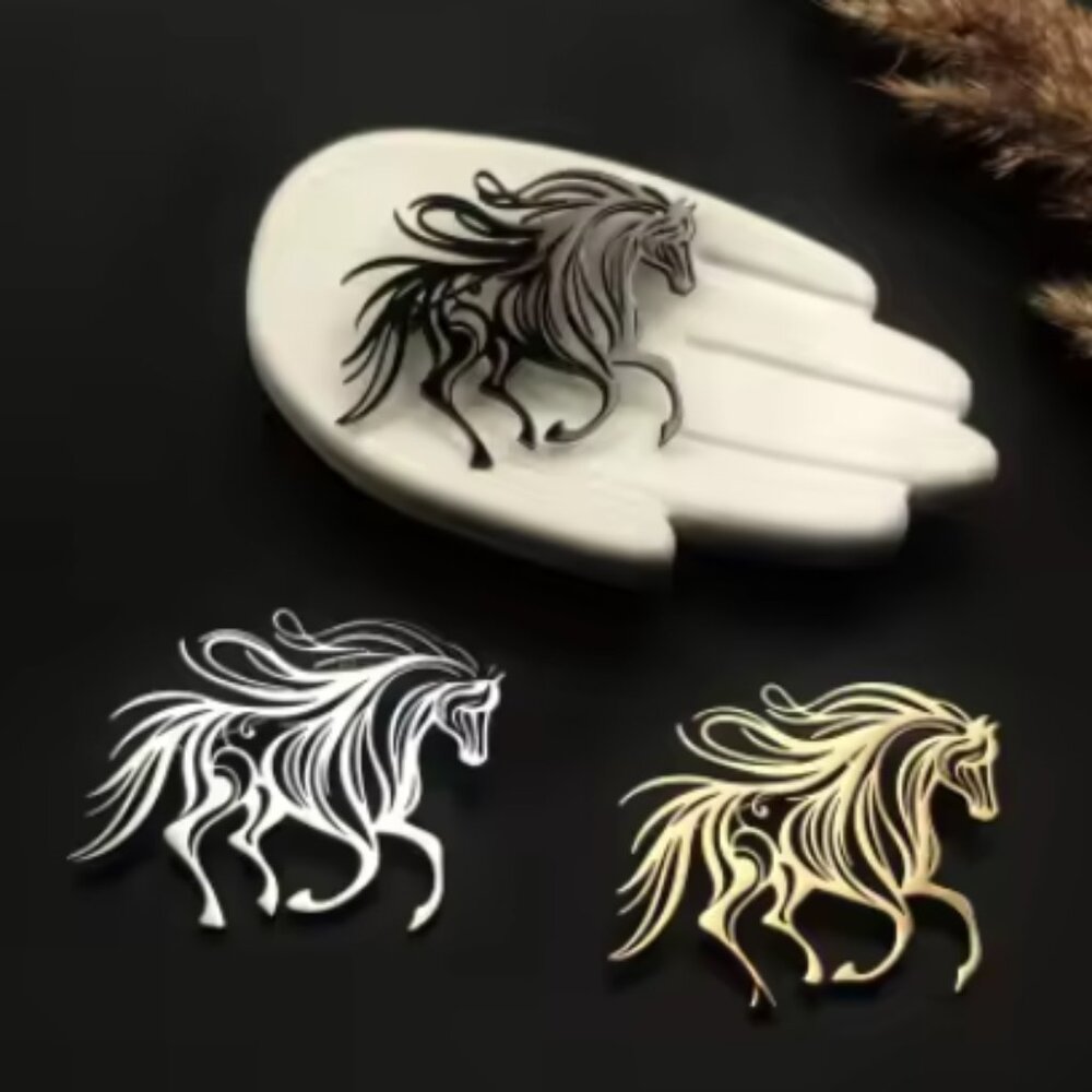 Stainless Steel Horse Brooch